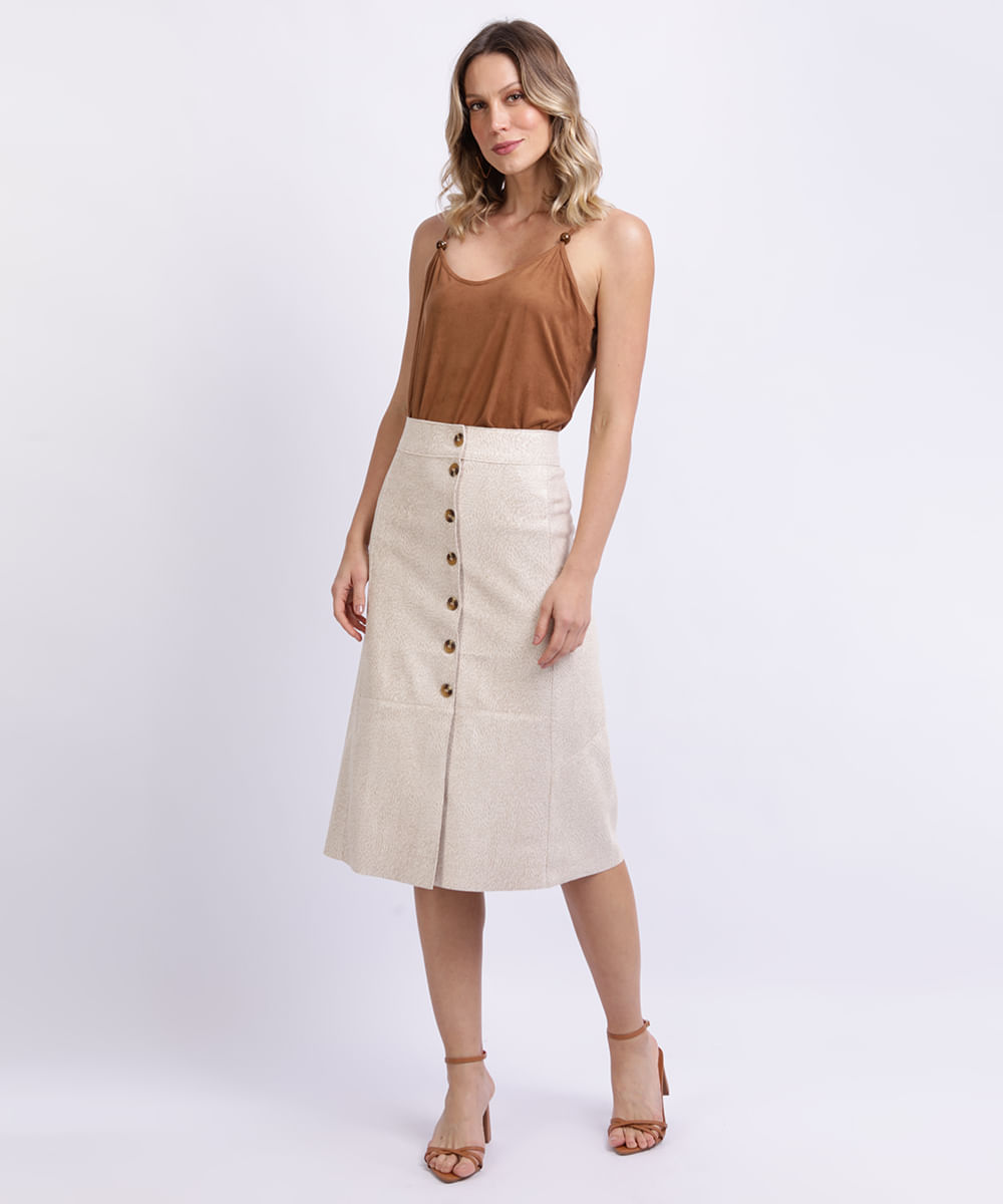 saia de suede midi