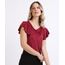 Blusa-Feminina-de-Suede-Manga-Curta-com-Babados-Decote-Redondo-Vermelho-Escuro-9943310-Vermelho_Escuro_1