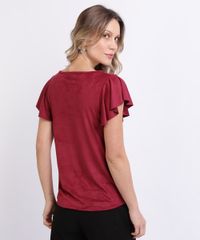Blusa-Feminina-de-Suede-Manga-Curta-com-Babados-Decote-Redondo-Vermelho-Escuro-9943310-Vermelho_Escuro_2