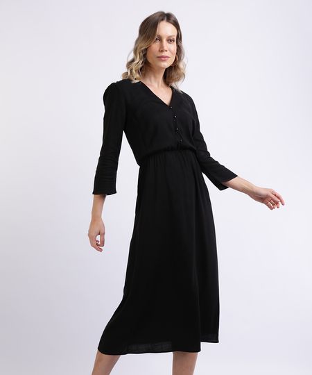 Vestido-Feminino-Midi-Estampado-Manga-7-8-Decote-V-Preto-9951186-Preto_1 Vestido-Feminino-Midi-Estampado-Manga-7-8-Decote-V-Preto-9951186-Preto_1
