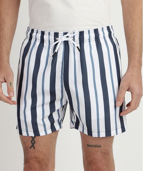 Shorts-Masculino-Estampado-Listrado-de-Elastico--Branco-9959886-Branco_1