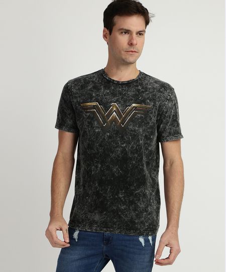 Camiseta-Masculina-Estampada-Marmorizada-Mulher-Maravilha-Manga-Curta-Gola-Careca-Chumbo-9944524-Chumbo_1