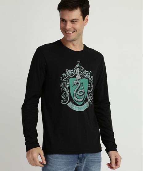Camiseta-Masculina--Slytherin--Harry-Potter-Manga-longa-Gola-Careca-Preta-9957539-Preto_1