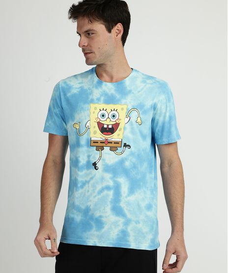 Camiseta-Masculina-Bob-Esponja-Estampada-Tie-Dye-Manga-Curta-Gola-Careca-Azul-9955924-Azul_1
