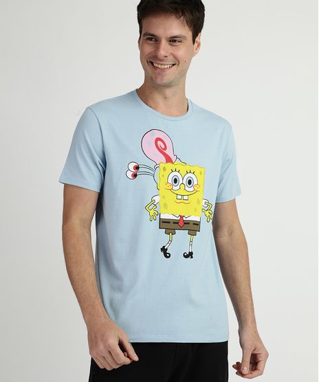 Camiseta-Masculina-Bob-Esponja-Manga-Curta-Gola-Careca--Azul-9956610-Azul_1