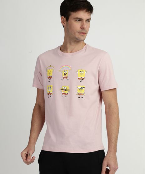 Camiseta-Masculina-Bob-Esponja-Manga-Curta-Gola-Careca-Rosa-9955446-Rosa_1