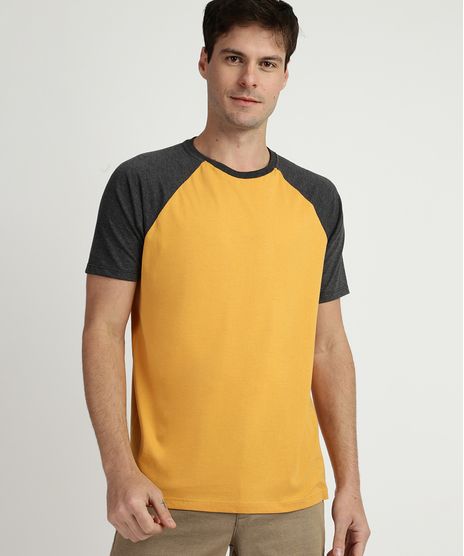 Camiseta-Masculina-Basica-Raglan-Manga-Curta-Gola-Careca-Amarela-8808223-Amarelo_1