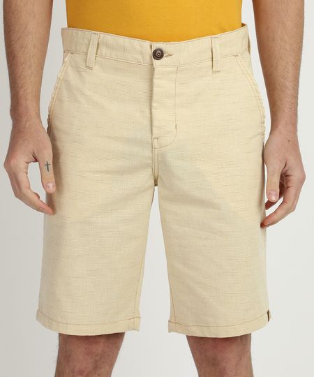 Bermuda-de-Sarja-Texturizada-Masculina-Chino-Reta-com-Bolsos-Amarelo-Claro-9953584-Amarelo_Claro_1