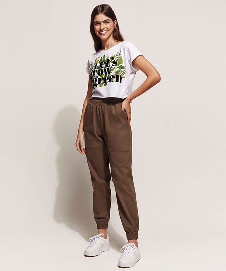 Calca-Feminina-de-Sarja-Jogger-Cintura-Alta-Marrom-9960926-Marrom_1