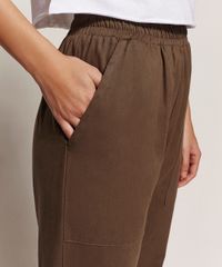 Calca-Feminina-de-Sarja-Jogger-Cintura-Alta-Marrom-9960926-Marrom_3