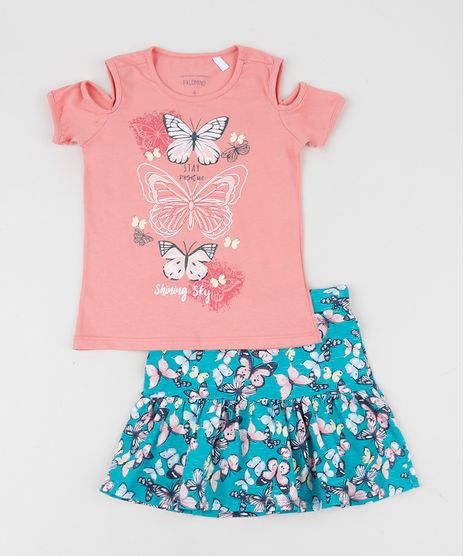 Conjunto-Infantil-de-Blusa-Open-Shoulder-Manga-Curta-Rosa---Saia-Estampada-Azul-9954816-Azul_1
