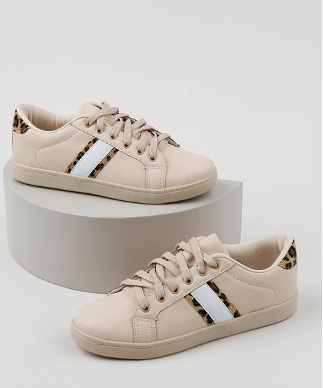 Tenis-Feminino-Oneself-com-Recorte-Animal-Print-de-Onca-Bege-9955257-Bege_1