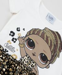 Vestido-Infantil-LOL-Surprise-Manga-Curta-Estampado-Animal-Print-de-Onca-Off-White-9958215-Off_White_2