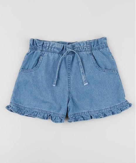 Short-Jeans-Infantil-Clochard-com-Faixa-para-Amarrar-e-Babado-Azul-Medio-9958618-Azul_Medio_1