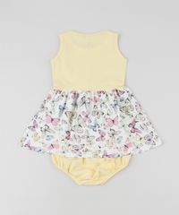 Vestido-Infantil-com-Laco-Estampado-de-Borboletas-sem-Manga-Decote-Redondo---Calcinha--Amarelo-9958883-Amarelo_2