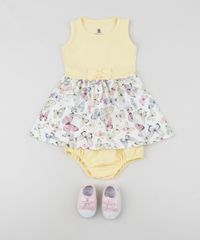 Vestido-Infantil-com-Laco-Estampado-de-Borboletas-sem-Manga-Decote-Redondo---Calcinha--Amarelo-9958883-Amarelo_3