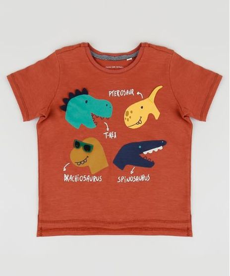 Camiseta-Infantil-com-Estampa-Interativa-de-Dinossauros-Manga-Curta-Cobre-9954958-Cobre_1