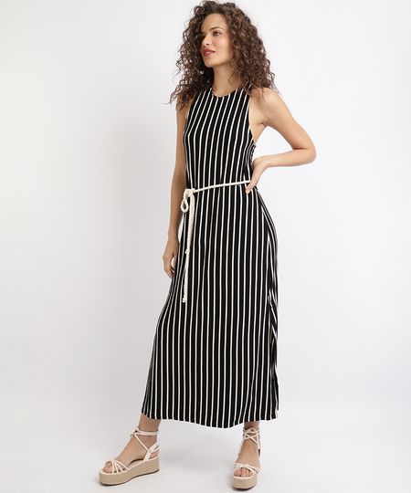 Vestido-Feminino-Listrado-Decote-Nadador-com-Cinto-Preto-9952971-Preto_1