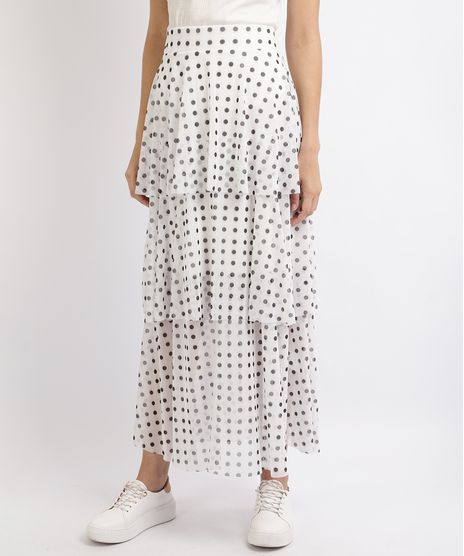 Saia-Feminina-Midi-em-Tule-Estampada-de-Poa-Branca-9949403-Branco_1