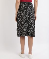 Saia-Feminina-Midi-Estampada-de-Folhagem-Preta-9946259-Preto_2