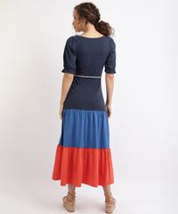Vestido-Feminino-Midi-Manga-Curta-Bufante-Decote-Reto-com-Cordao-para-Amarrar-Azul-Marinho-9952623-Azul_Marinho_2