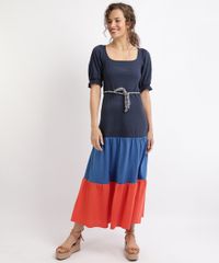 Vestido-Feminino-Midi-Manga-Curta-Bufante-Decote-Reto-com-Cordao-para-Amarrar-Azul-Marinho-9952623-Azul_Marinho_3