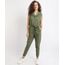 Macacao-de-Sarja-Feminino-Jogger-Sem-Manga-com-Faixa-para-Amarrar-Verde-Militar-9960705-Verde_Militar_1