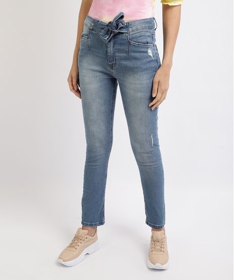 Calca-Jeans-Feminina-Skinny-Cropped-Cintura-Alta-com-Faixa-para-Amarrar-Azul-Medio-9951809-Azul_Medio_1