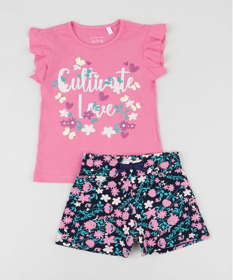 Conjunto-Infantil-de-Blusa-com-Babados-Manga-Curta-Rosa---Short-Estampado-Azul-Marinho-9954814-Azul_Marinho_1