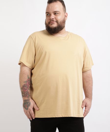 Camiseta-Masculina-Plus-Size-Basica-Manga-Curta-Gola-Careca-Amarela-9951397-Amarelo_1