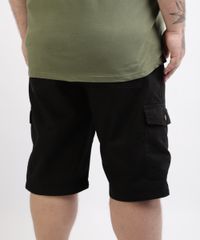 Bermuda-de-Sarja-Masculina-Plus-Size-Cargo-Preta-9951784-Preto_2