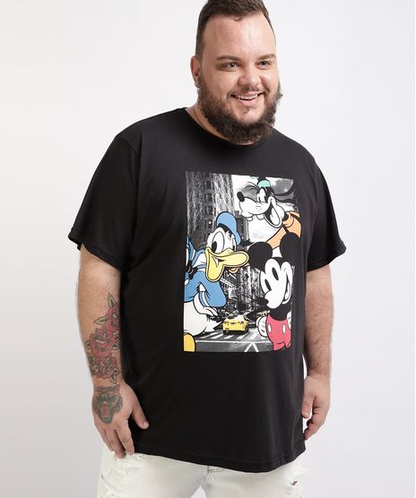 Camiseta-Masculina-Plus-Size-Turma-do-Mickey-Manga-Curta-Gola-Careca-Preta-9957534-Preto_1