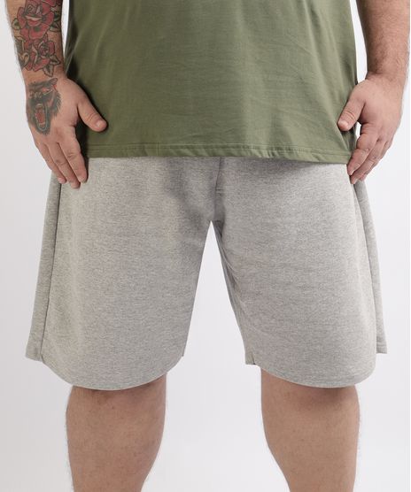 Bermuda-de-Moletom-Masculina-Plus-Size-com-Bolso-Cinza-Mescla-Claro-9960643-Cinza_Mescla_Claro_1