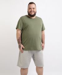 Bermuda-de-Moletom-Masculina-Plus-Size-com-Bolso-Cinza-Mescla-Claro-9960643-Cinza_Mescla_Claro_3
