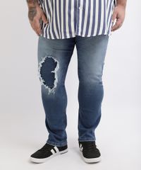 Calca-Jeans-Masculina-Plus-Size-Slim-Destroyed--Azul-Medio-9961810-Azul_Medio_1