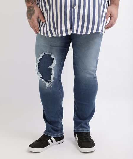 Calca-Jeans-Masculina-Plus-Size-Slim-Destroyed--Azul-Medio-9961810-Azul_Medio_1