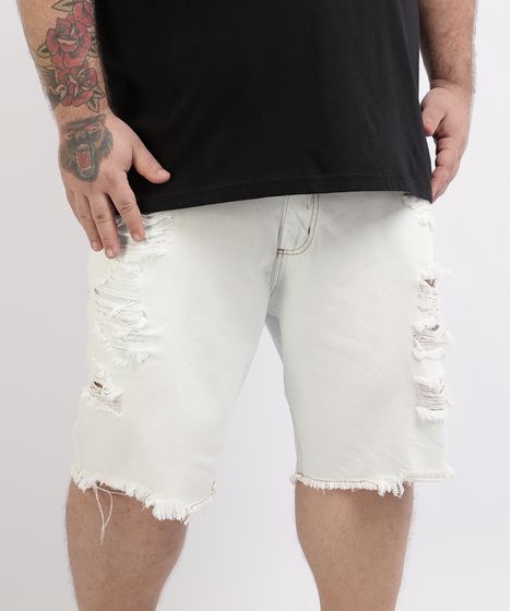 shorts jeans masculino branco