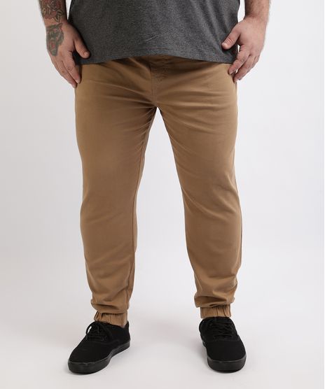 Calca-de-Sarja-Masculina-Plus-Size-Jogger-Skinny-Bege-9962493-Bege_1
