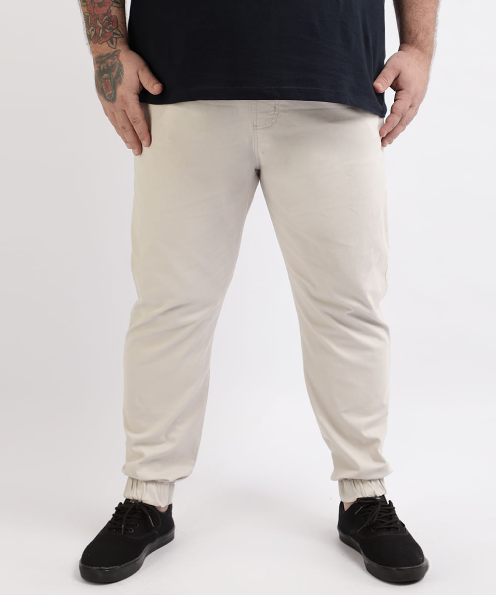 calça larga bege masculina