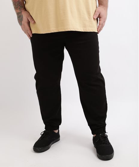 Calca-de-Sarja-Masculina-Plus-Size--Slim-Jogger--Preta-9962885-Preto_1