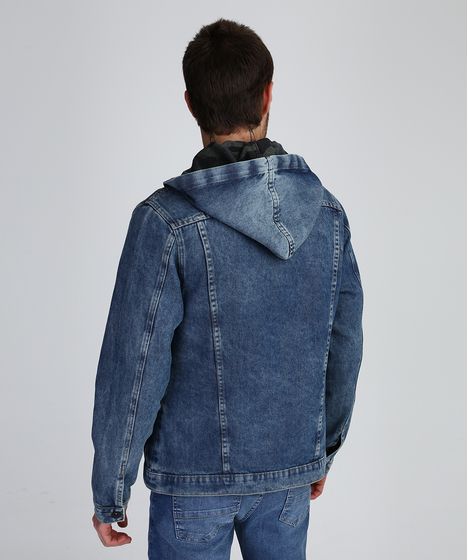 casaco jeans com capuz