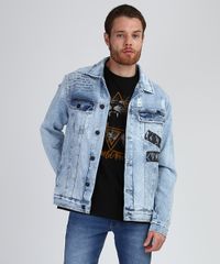Jaqueta-Jeans-Masculina-Trucker-com-Puidos-Azul-Claro-9942852-Azul_Claro_1 Jaqueta-Jeans-Masculina-Trucker-com-Puidos-Azul-Claro-9942852-Azul_Claro_1