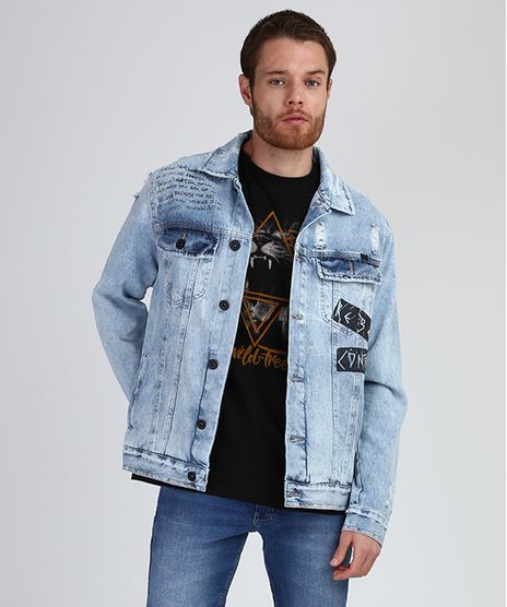 Jaqueta-Jeans-Masculina-Trucker-com-Puidos-Azul-Claro-9942852-Azul_Claro_1