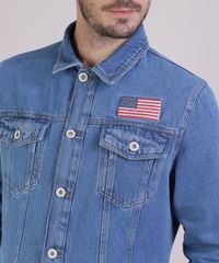 Jaqueta-Jeans-Masculina-NASA-Trucker-com-Bolsos-Manga-Longa-Azul-9943730-Azul_4
