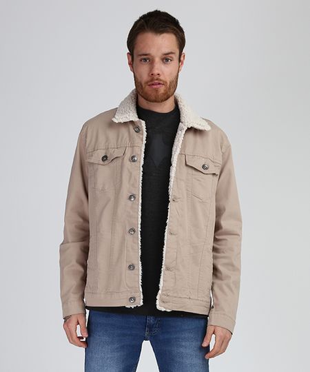 Jaqueta-de-Sarja-Masculina-Trucker-com-Pelo-Kaki-9955033-Kaki_1