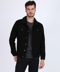 Jaqueta-de-Sarja-Masculina-Trucker-Gola-com-Pelo--Preta-9956497-Preto_1