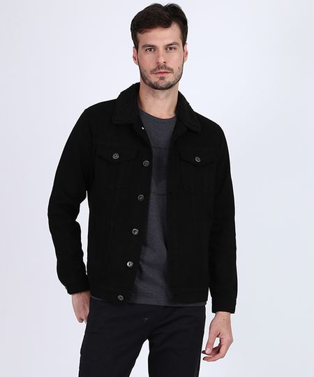 Jaqueta-de-Sarja-Masculina-Trucker-Gola-com-Pelo--Preta-9956497-Preto_1 Jaqueta-de-Sarja-Masculina-Trucker-Gola-com-Pelo--Preta-9956497-Preto_1