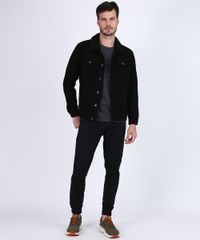 Jaqueta-de-Sarja-Masculina-Trucker-Gola-com-Pelo--Preta-9956497-Preto_3