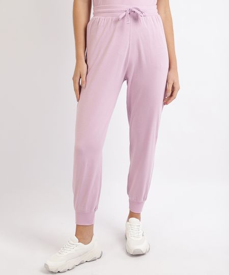 Calca-Feminina-Basica-Jogger-Cintura-Alta-com-Cordao-e-Bolsos-Lilas-9941599-Lilas_1