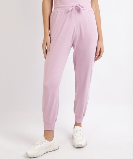 Calca-Feminina-Basica-Jogger-Cintura-Alta-com-Cordao-e-Bolsos-Lilas-9941599-Lilas_1
